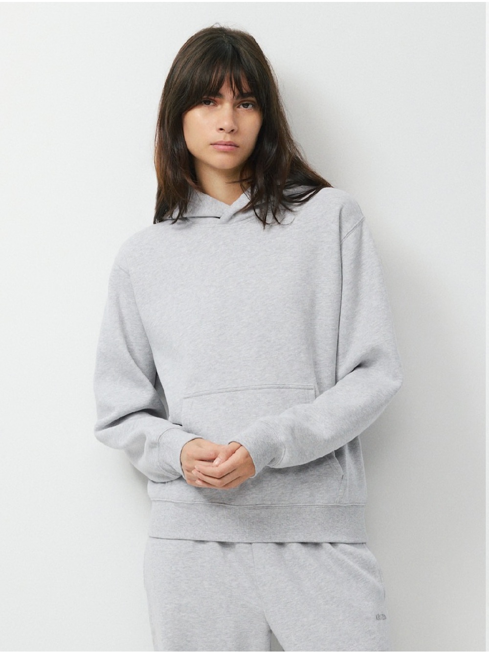 Aritzia Cozy Sweatfleece Perfect Hoodie Women’s Sz L Heather Chrome Gray